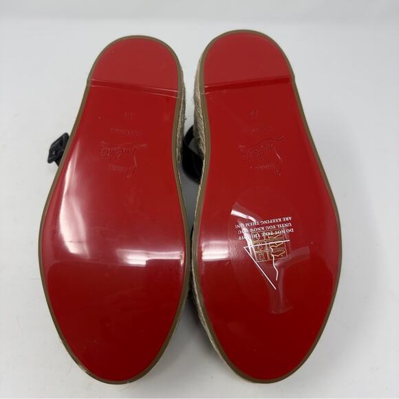 Christian Louboutin Mariza Zeppa 130 Black Espadrille Wedge Sandals Size 38 - Picture 10 of 11